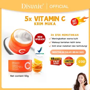【BPOM BUY 2 GET 1】 DISIUNIE Krim Vitamin C Kolagen Wajah Siang 50g+Salicylic acid Facial (Night cream)50g Centella Tea tree-Wajah Antioksidan Pemutih Whitening Glowing Skin Ligheten Spot VC Hitam Aging Mengencangkan Hyaluronic moisturize Mencerahkan Kusam