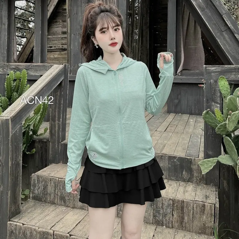 Áo chống nắng Nữ 2 lớp Morris chất muối tiêu shop Ngắm 1