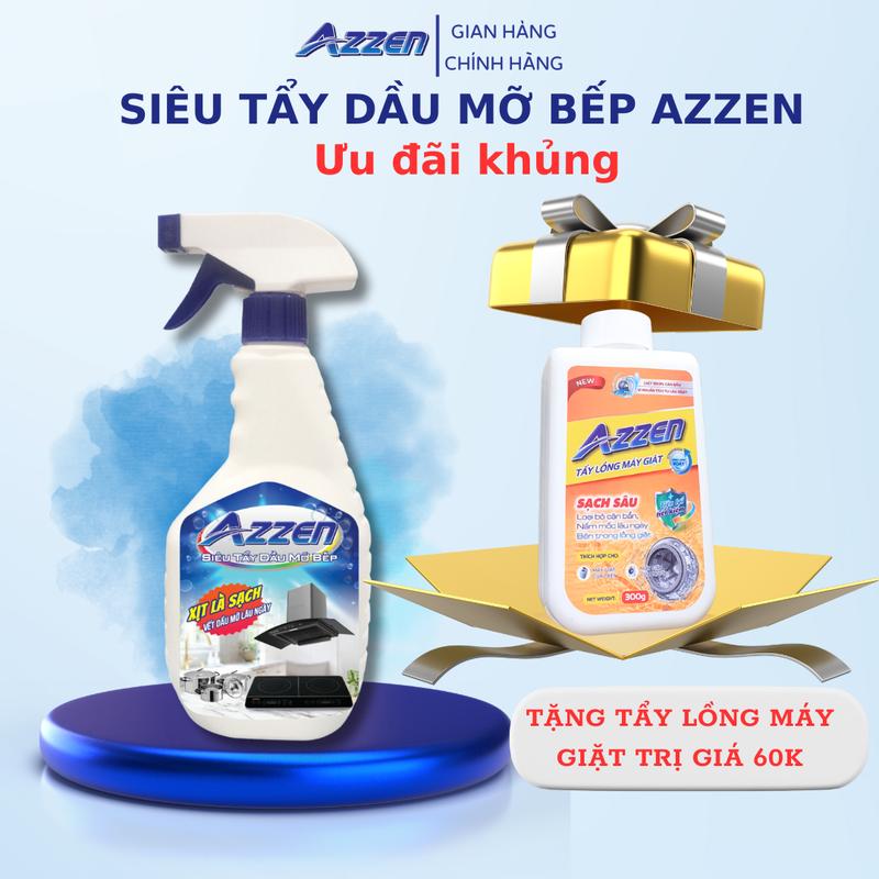 Siêu Tẩy Dầu Mỡ Bếp Azzen tặng Tẩy lồng máy giặt Giúp Làm sạch dầu mỡ bám lâu ngày trên bếp lưới hút mùi nồi niêu lò vi sóng tường bếp ga bếp từ...Tẩy Lồng Máy Giặt Giúp Làm sạch Máy Giặt bóc Tách vết bẩn tích tụ lâu ngày sạch vi khuẩn nâm mốc