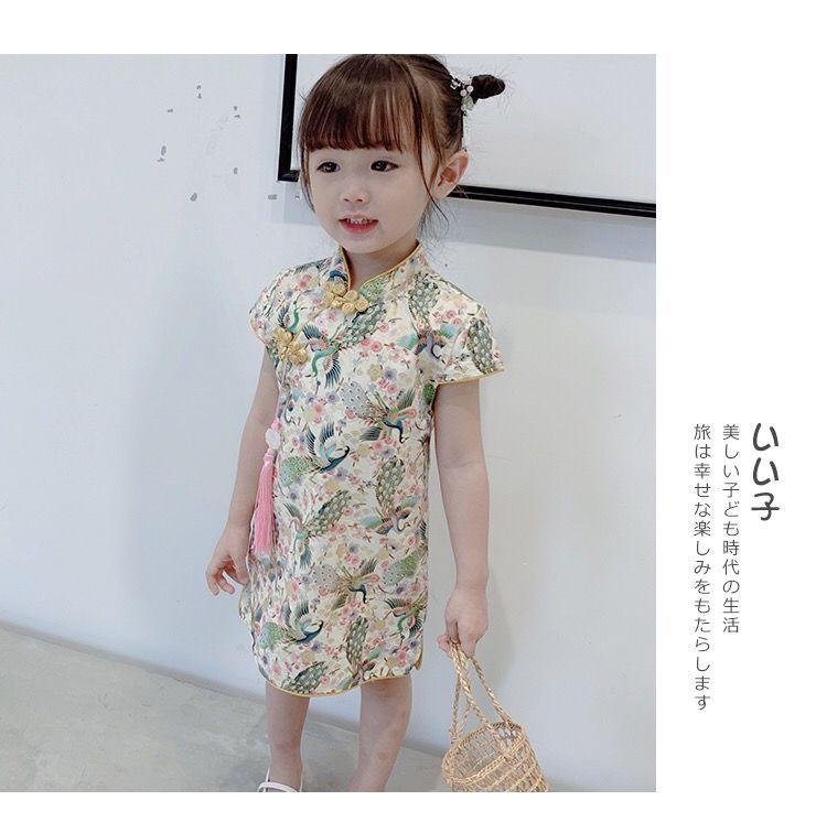 Product Introduction of Children's Clothing Girls' Summer New Children's Slim Fit Cheongsam and Dress Little Girl Princess Dress Chinese Style Retro Dress 6