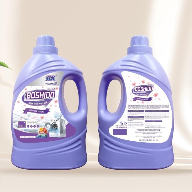 COMBO 2 CAN X 3,2 LÍT NƯỚC GIẶT BOSHIDO PLUS ĐẬM ĐẶC VÀ THƠM X 6 HƯƠNG HOA ANH ĐÀO TẶNG KÈM 3 GÓI XẢ VẢI HYGIENE 20 ML