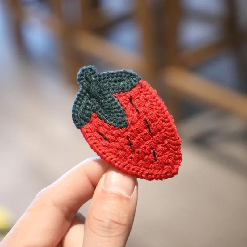 Product Introduction of New Knitted Plush Cartoon Fruit Hairclips Colourful Embroidery Children's Hair Clip Bangs BB Clip 11