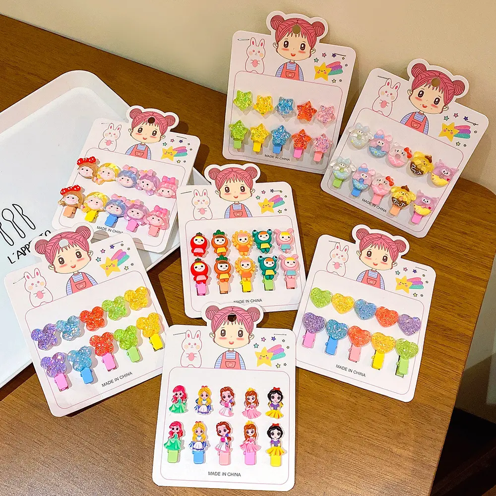 Wholesale Children's Hair Accessories Baby Hair Clips Heart Hair Accessories Bundle Baby Hair Ties Colorful Flower Hair Clips for Kids