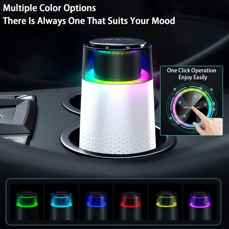 Car Air Purifier, USB Plug Car Air Purifier with Ambient Light Function, Negative Ion 800W Activated Carbon Technology Air Purifier for Home, Bedroom, Car, Office 6
