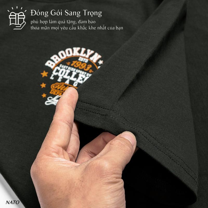 Áo Thun Cổ Tròn Nam BROOKLYN Vải Cotton Cao Cấp Đẹp Phông Tay Ngắn Xanh Màu Rêu Navy Họa Tiết NATO 6