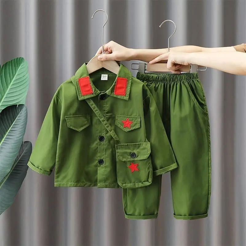 Trang Phục Quân Đội, Trang Phục Đội Quân Đội Bé Trai, Bộ Đồng Phục Mùa Xuân Và Mùa Thu Cho Trẻ Em, Phong Cách Hồng Quân, Quần Áo Quân Đội Giải phóng Nhân Dân Thích Hợp Cho Chiến Binh Quân Đội Tuyến Đường 8, Bộ Trang Phục Hợp xướng, Năm 2024 1