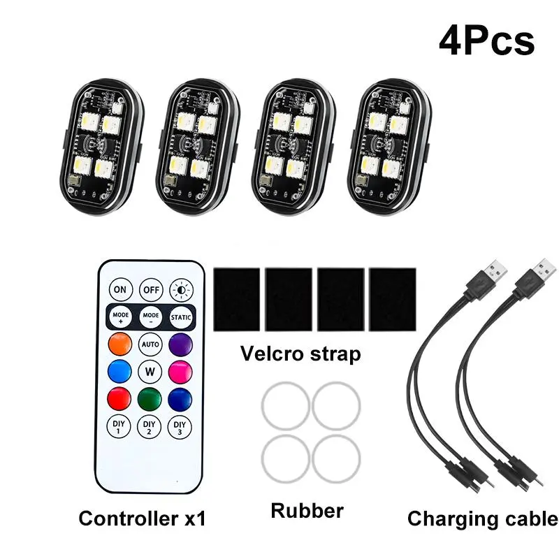 RGB LED Car Strobe Light, Motorcycle LED Flash Position Light, Auto Airplane Helicopter Warning Light, Car Decorative Light 8