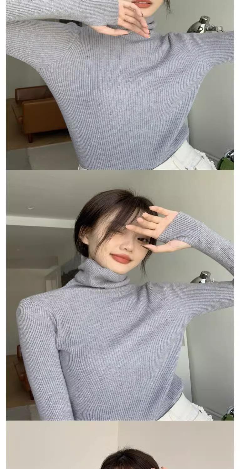 Product Introduction of Knitted Bottoming Shirt Padded Top Sweater Turtleneck Women's Autumn Best-Selling Fashionable Stylish Inner Wear Finger Fit Design Knitwear Womenswear 10