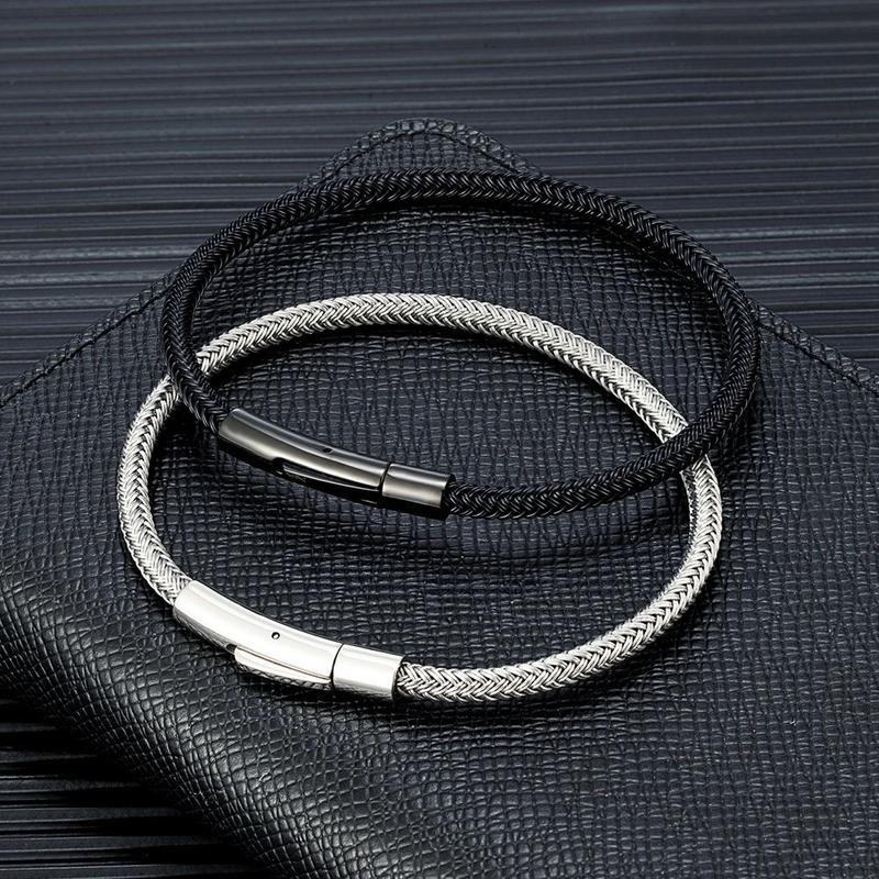 Product Introduction of Simple Style Men Jewelry Non-fading Steel Wire Rope Bracelet Classic Cuff Charm Bracelet for Men Male Gifts 7