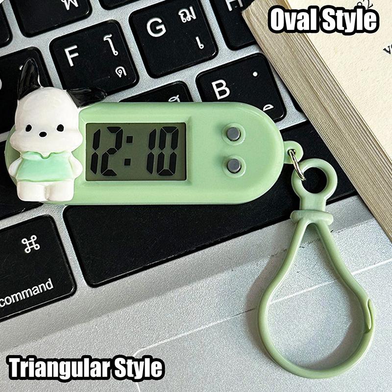 Product Introduction of Sanrio Hello Kitty Electronic Desktop Clock Keychain Kuromi My Melody Electronic Oval Watch Digital Table Time Display Clock 30