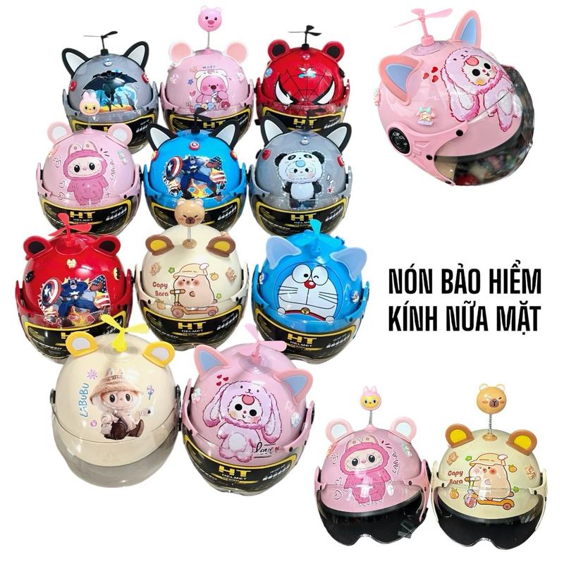 Nón Bảo Hiểm Kính Nửa Mặt Hottrend Cho Bé Chính Hãng Size 4-8 Tuổi , Chất Liệu An Toàn , Tặng Phụ Kiện Đầy Đủ , Chính Hãng Bảo Hành 6 Tháng , babythree , mũ bảo hiểm siêu nhân , mầm cây gắn nón bảo hiểm