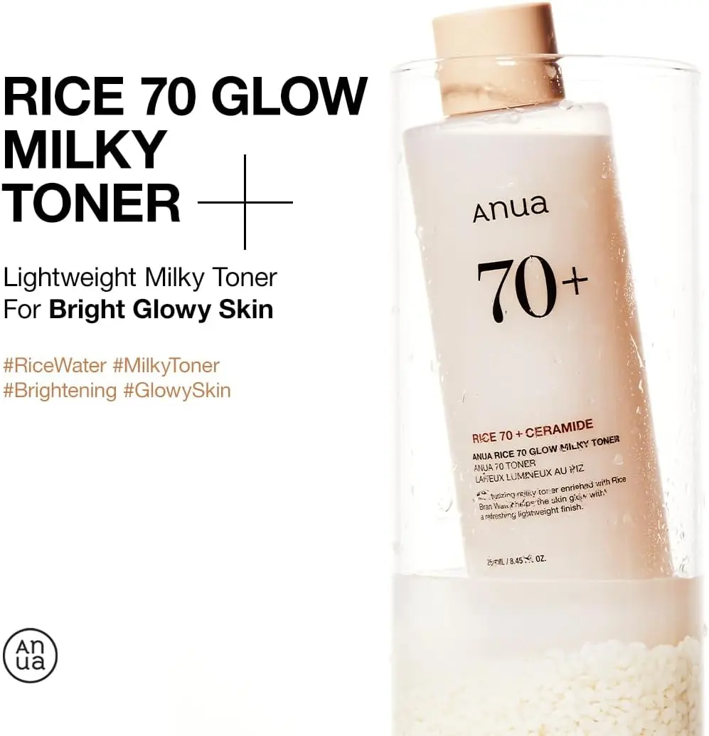 Anua Rice 70 Glow Milky Toner 250ml for Glass Skin Skincare