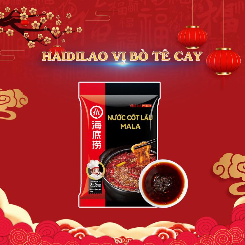 Cốt lẩu Haidilao vị bò tê cay 220g Gia Vị lẩu Cay NSX mới có sẵn