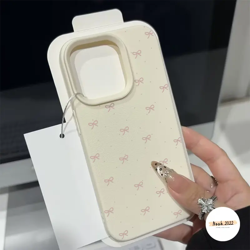 Vỏ Tương Thích Cho iPhone 13 11 16 15 12 14 Pro Max 14 15 Plus X Xs Max Xr 16Pro 13Pro 15Pro 14Pro 11Pro Max Màu Kẹo Hoạt Hình Ngọt Ngào Nơ Vỏ Da Mềm Chống Sốc Cove 1