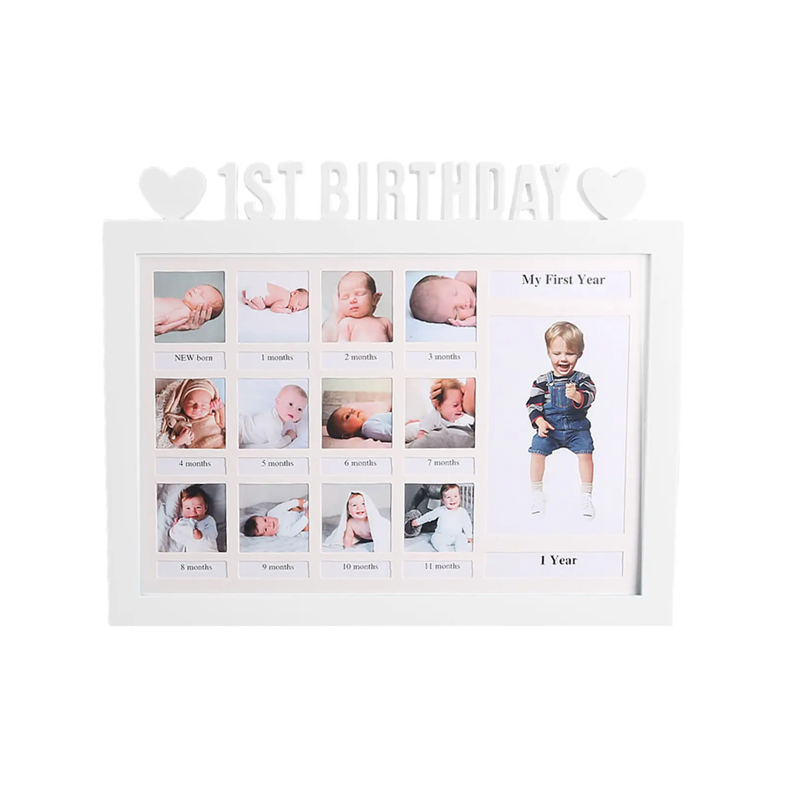 for Creative First Year Photo Moment Baby Keepsake Frame DIY 0-12 Month Picture Display Plastic Collage Frame for Mom Parents Kids Growing Memory Gift