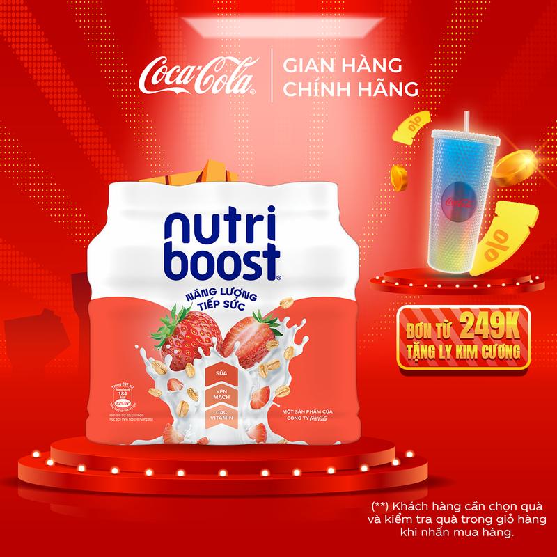 Lốc 6 Chai Sữa Nutriboost Thế Hệ Mới Hương Dâu 297ml/Chai Sale 15.4 Coca-Cola Beverages VN