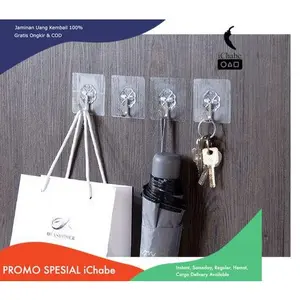[Bisa COD] Gantungan HOOK Tempel Transparan Hanger Besi Cantelan Dinding Tembok