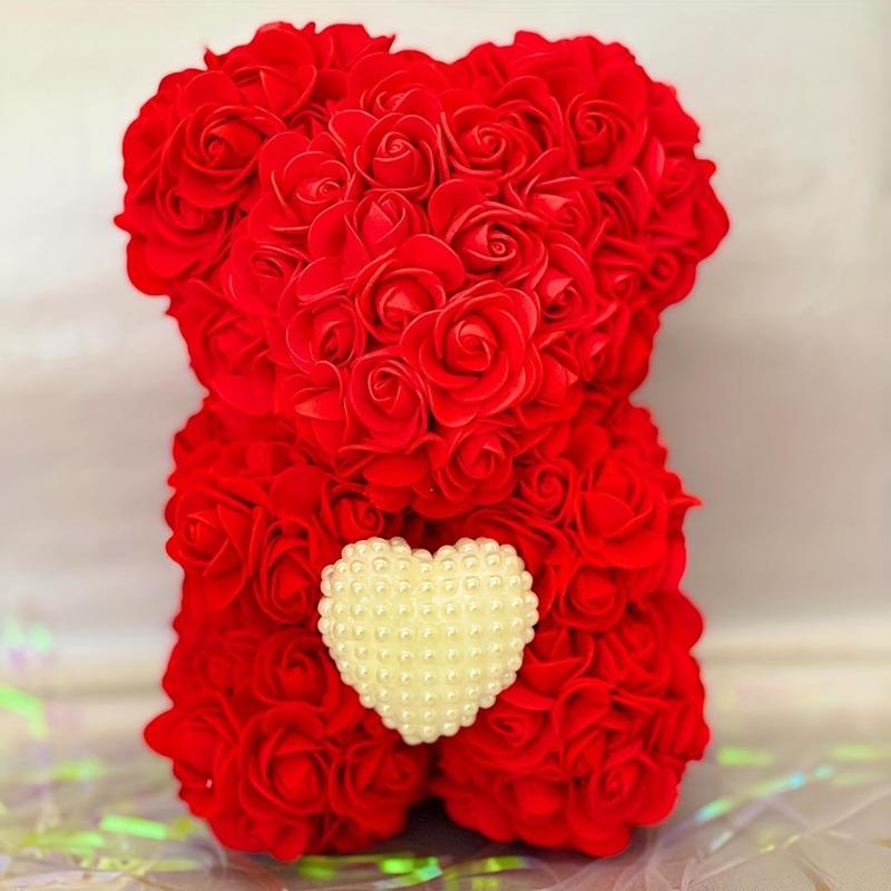 Product Introduction of Artificial Rose Bear, 1 Count Handmade Rose Bear with Box, Decorative Flower for Home Party Anniversary, Gift for Girlfriend, Mother, Decoration, Rosy Eternal Flowers, Roses Bouquet, Pink Flower 3
