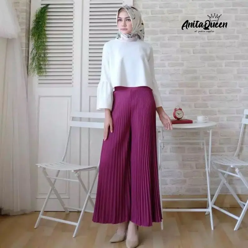 CELANA KULOT PANJANG JUMBO PLISKET/CELANA KERJA MUSLIMA WANITA MURAH GROSIR 2