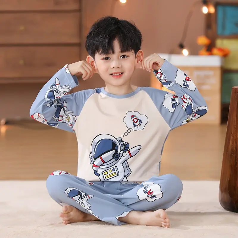 Bộ Đồ Ngủ Trẻ Em Bé Trai, Bộ Sưu Tập Mùa Xuân Và Mùa Thu, Hàng Mới Về, Dành Cho Bé Trai Và Bé Gái, Bộ Đồ Mặc Nhà Dài Tay, Vải Mỏng, Thích Hợp Cho Mùa Thu