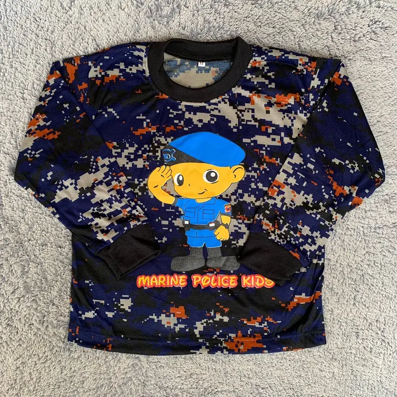 Setelan kaos anak lengan panjang loreng police kids - Baju setelan kids army unisex Bordir Fashion Celana 3