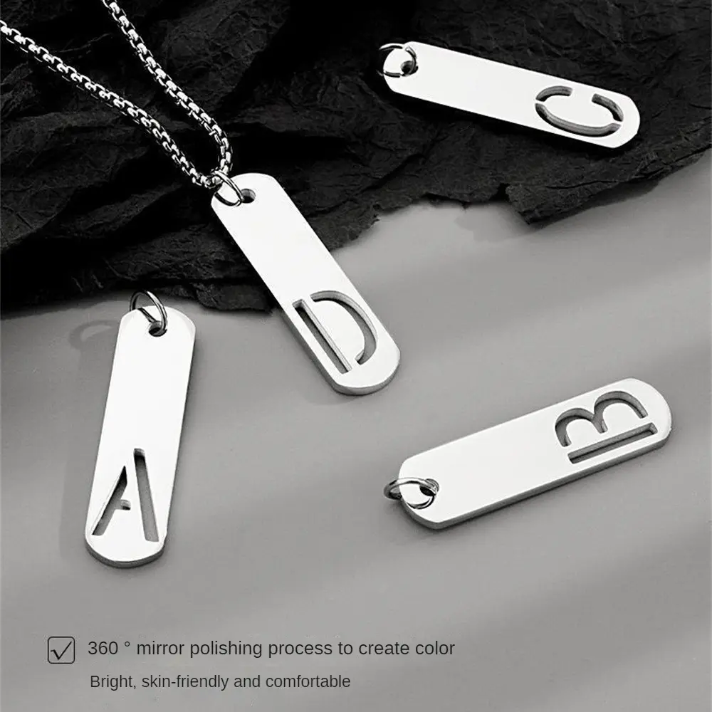 Stainless Steel Pendant With A-Z Letters Simple Classic Bar Necklace For Men Women Jewelry Accessories Party Birthday Gift