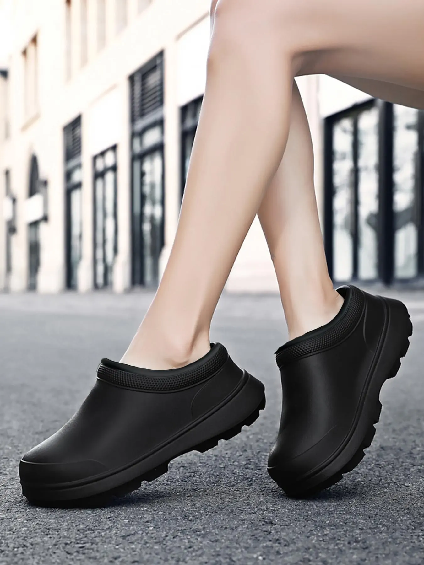 Women's Waterproof Non-slip Simple Clogs, Casual Solid Minimalist Round Toe Shoes, Summer 2024 Trendy Classic Anti-slip Clogs for Daily Used