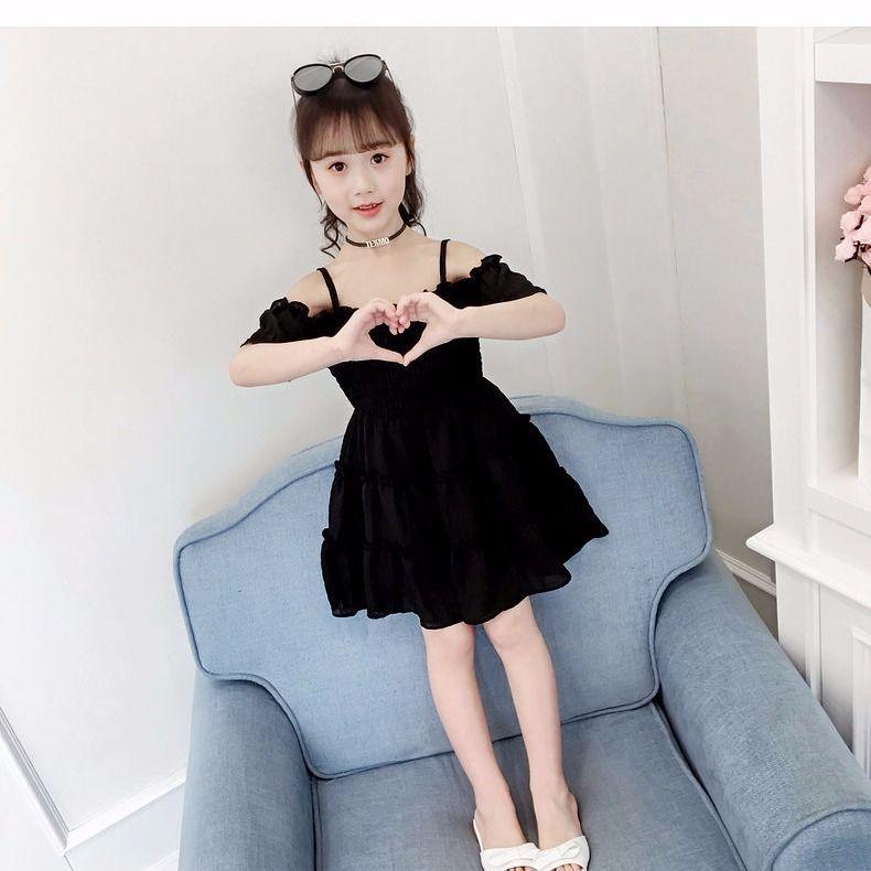 Váy Bé Gái, Chất Liệu Voan Trễ Vai, Màu Trơn Thích Hợp Cho Bé 3-5-7-8 Tuổi, Váy Công Chúa Bé Gái, Phong Cách Phương Tây, Hàng Mới Về Cho Mùa Hè 5