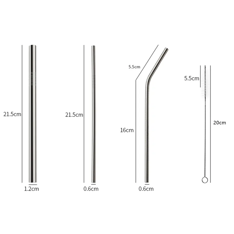 Dụng Cụ Uống Nước Bằng Thép Không Gỉ Có Thể Tái Sử Dụng, Bộ 5 Cái, Bao Gồm Ống Hút Và Bàn Chải Làm Sạch, Thích Hợp Cho Cà Phê, Tee 6