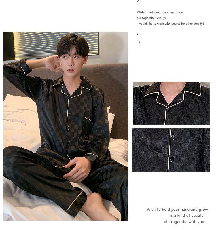 Product Introduction of Đồ Ngủ Nam, Bộ Sưu Tập Mùa Xuân Và Mùa Thu, Dài Tay, Chất Liệu Lụa Lạnh Mỏng Và Ngoại Cỡ, Cao Cấp, Chất Liệu Lụa Nhân Tạo, Thích Hợp Cho Mùa Xuân Và Mùa Thu, Ngoại Cỡ, Thích Hợp Cho Học Sinh, Bộ Đồ Mặc Nhà, Hàng Mới Về 2025 10