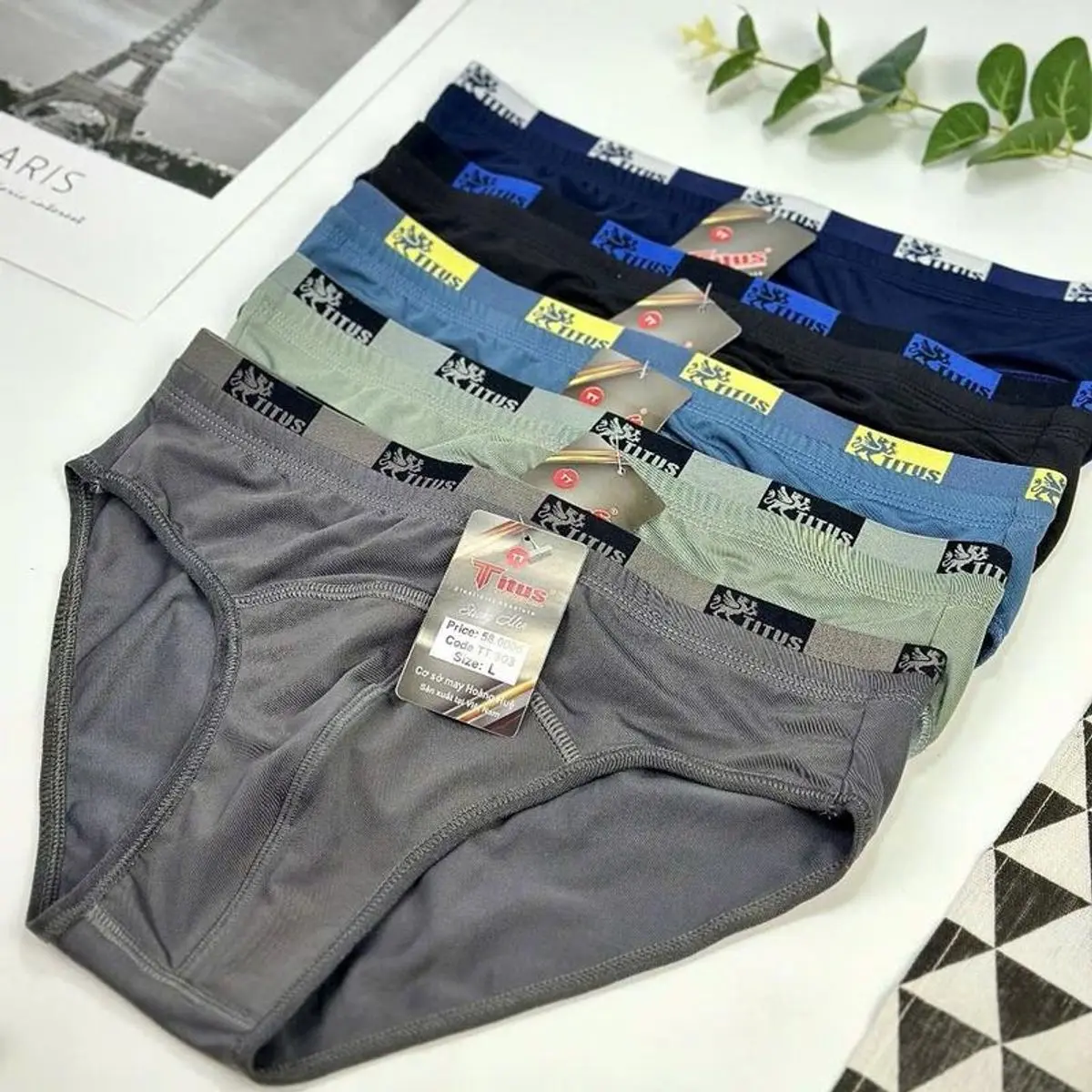 TT01 - combo 5 quần nam titus lưng kép đẹp - quần lót nam titus - lưng kép nhỏ Sịp Boxer Menswear