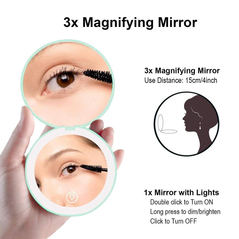 Portable Folding Makeup Mirror With Light, 1 Count Double-sided Compact Pocket Mirror, Makeup Tool For Women 2