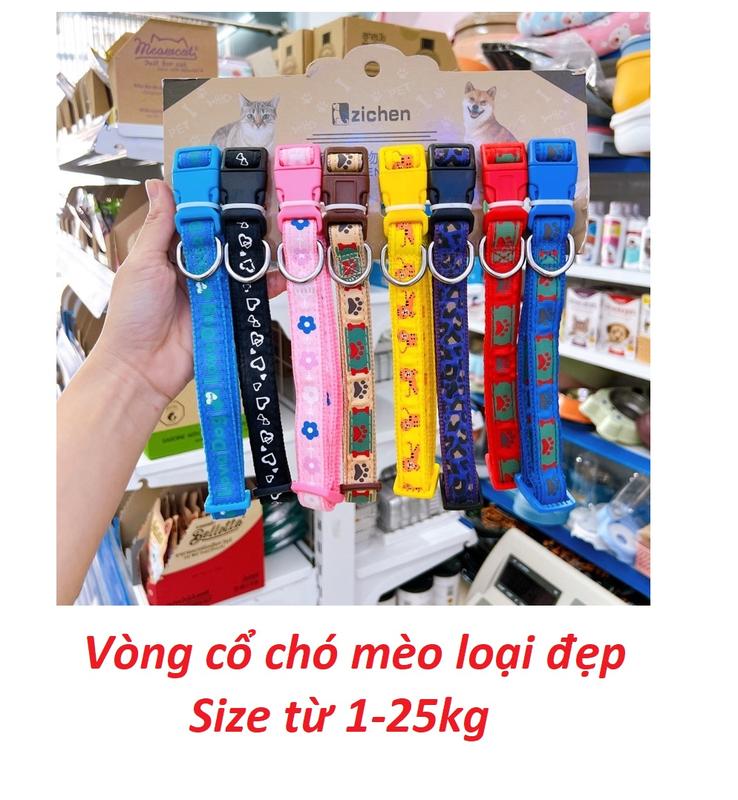 Vòng cổ chó mèo Zichen từ 1-25kg, chất liệu vải dù chắc chắn điều chỉnh được độ…