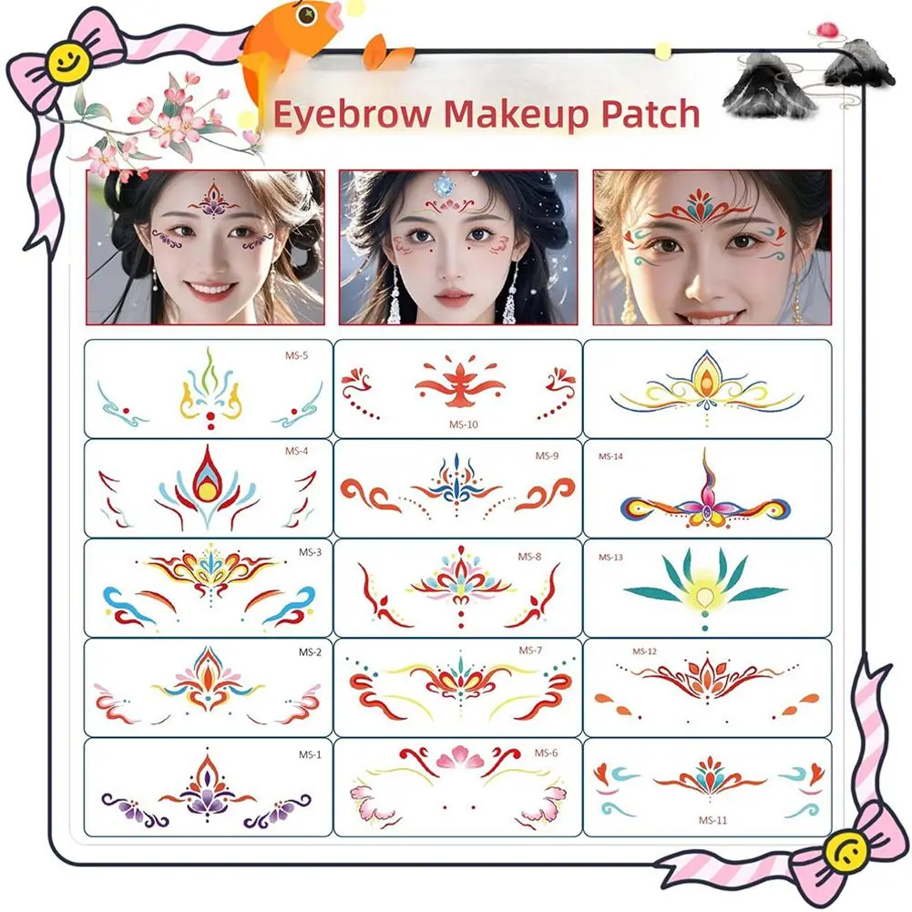 Chinese Style Eyebrow Stickers Children's Festival Eye End Stickers Colorful Forehead Stickers And Tattoo Stickers