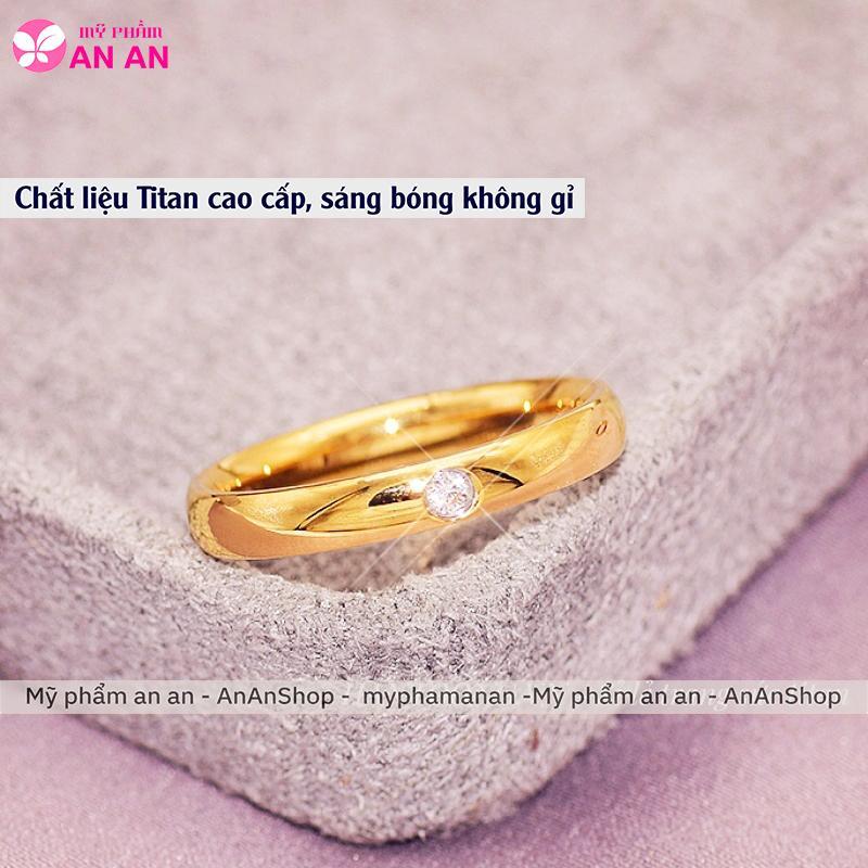Nhẫn Titan cao cấp không gỉ đính đá lấp lánh, thiết kế đơn giản thanh lịch