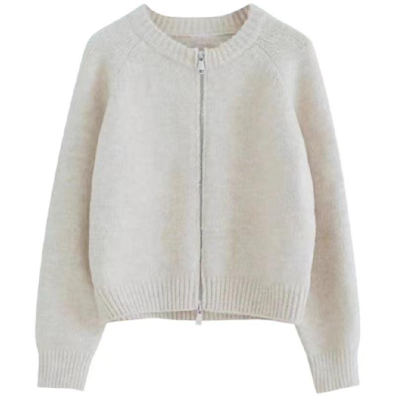 Áo Khoác Cardigan Có Khóa Kéo, Dáng Ngắn Và Dáng Rộng Vừa Vặn, Màu Đỏ Hồng, Phong Cách # u3788 Nữ Women 5