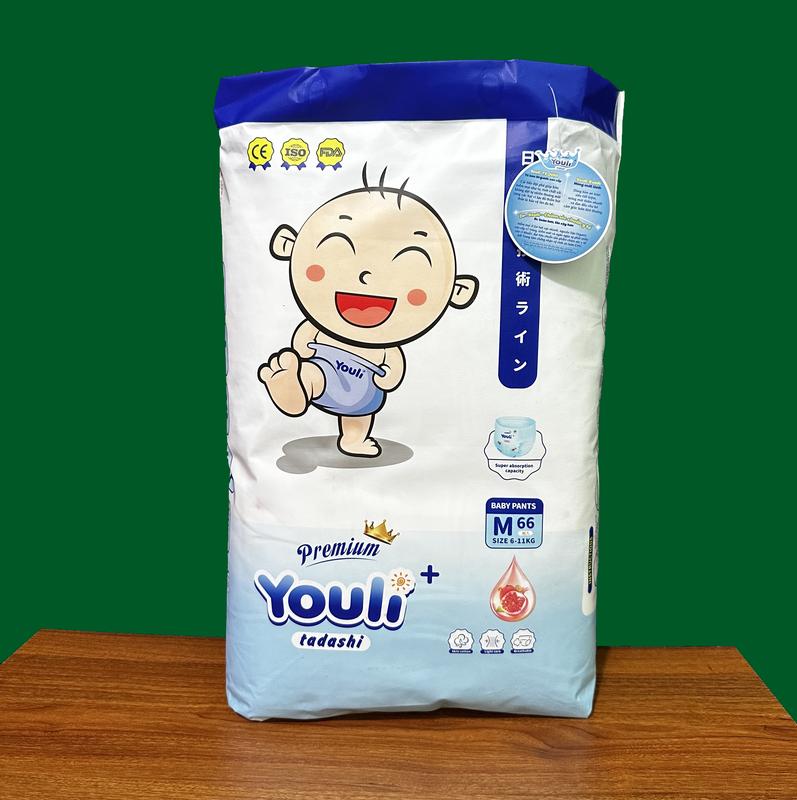 Tã Bỉm Youli Tý Quậy 1 Bịch, Công Nghệ Hạt Sap Và Mặt Bông Cho Bé, Mỏng, Mềm, Thoáng Mát, Thấm Hút Tốt,Size Dán M66 Quần M66/L60/XL54/XXL50/3XL46