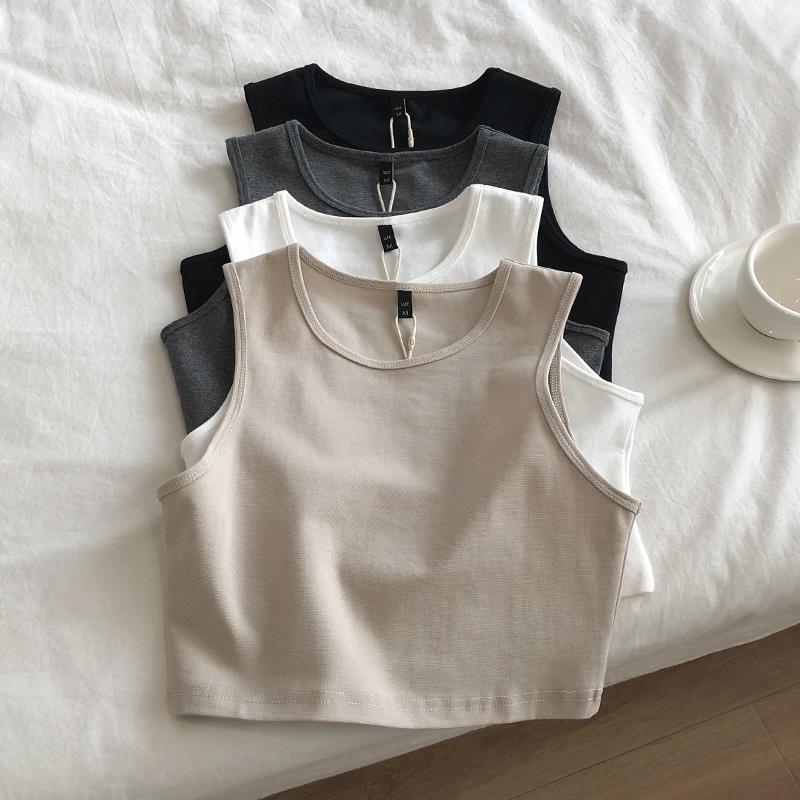 Product Introduction of Áo Vest Ngắn Co Giãn Dành Cho Nữ, Dáng Ôm, Cạp Cao, Bó Sát, Màu Trơn Cổ Tròn, Có Thể Mặc Bên Trong, Áo Ngắn, Phong Cách Mới Mùa Hè 2025, Thích Hợp Cho Học Sinh 12