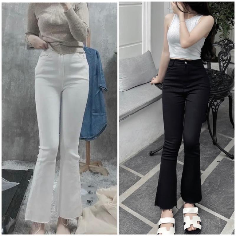 Quần Jeans Ống Loe Nữ Bigsize ( SIZE 35-100kg) Chất Liệu Bò giấy , Hàng Loại 1 Màu Đen -Trắng Siêu Hót Women Pants