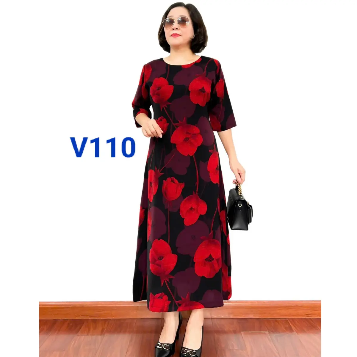 Váy Nữ Trung Niên Chất Liệu Lụa Tuyết Thiết Kế Thời Trang Sành Điệu Phù Hợp Cho Mẹ Đi Chơi Đi Tiệc