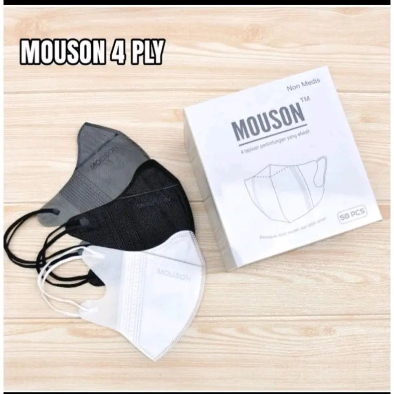 masker duckbill mouson 4ply 50pcs emboss 2