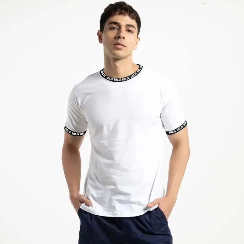 T-SHIRT RINGER TEE WHITE SABLON SUKE.CO / KAOS TULISAN LEHER PRIA CASUAL / BAJU ATASAN SIMPEL UNISEX / KAOS PUTIH PREMIUM DISTRO Combed Soft