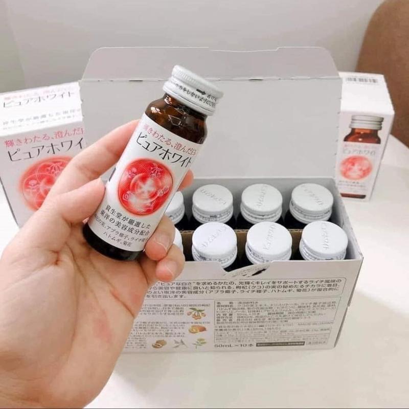Product Introduction of Combo 3 Hộp Nước Uống Pure White Hỗ Trợ Trắng Da Nhật Bản (1 Hộp 10 Chai x 50ml) 4