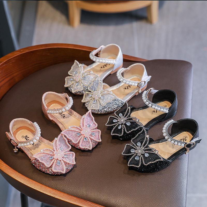 2025 Spring and Summer New Korean Style Rhinestone Soft-Soled Girls Sandals Princess Shoes Children's Shoes Girls Dance Shoes 0