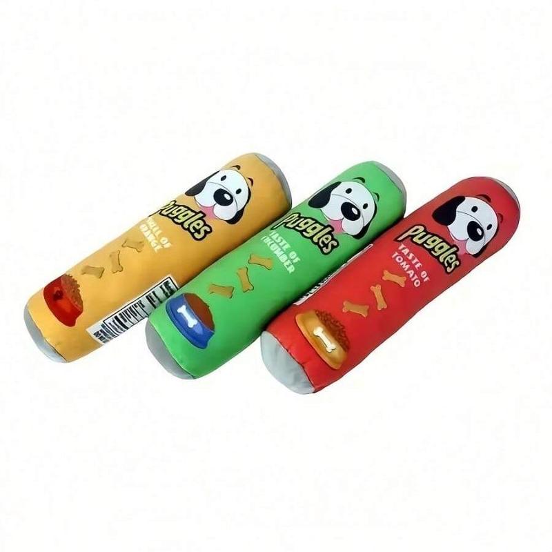 Product Introduction of Random Color Potato Chip Shaped Dog Chew Toy, 3 Counts/set Bite Resistant Soft Plush Squeak Toys, Pet Interactive Toy, Dog & Cat Accessories 3