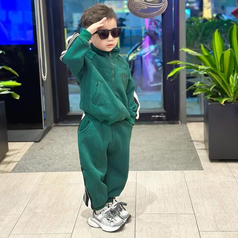 [ MỠ.KIDS - XUẤT DƯ ] D36 SET bộ quần áo dài tay KHOÁC KHÓA XANH VIỀN TRẮNG DỌC TAY chất nỉ xuất dư mềm size 8-27kg