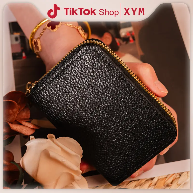 COD | XYM 【Dompet Mini Zipper 2025】5 Warna Pilihan! Desain Kecil & Praktis, Cocok untuk Simpan Uang & Kartu, Tampil Stylish Setiap Hari Kulit Hitam