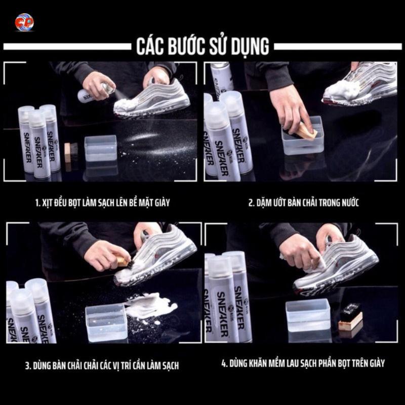 Chai xịt vệ sinh giày Sneaker 300ml bọt tuyết bình sịt làm sạch giầy cao cấp