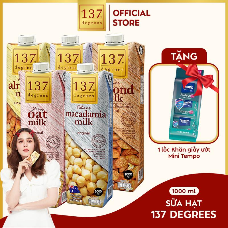 [MUA 5 HỘP 1L TẶNG 1 LỐC KHĂN ƯỚT MINI] Sữa Hạt Hạnh Nhân 137 Degrees 1L Chính Hãng Thái Lan Healthy Dinh Dưỡng, Không Đường
