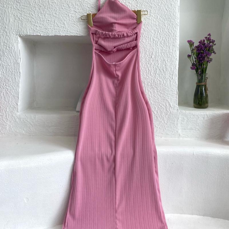Body yếm dây sau sẻ tà (có mút) Nữ Dress - Freesize 52kg - Hồng - Women 0